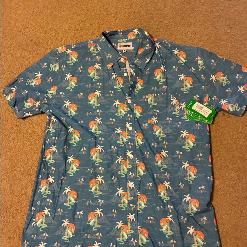 Blue Tropical Print Men's Shirt